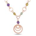 18K Pink Gold 16 1/2 CT TGW Multi-Colored Gemstones Fancy Necklace