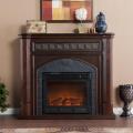 Calvin Espresso and Gray Faux Slate Electric Fireplace