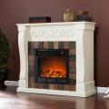 Moreland Ivory and Gray Faux Slate Electric Fireplace