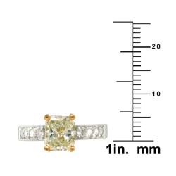 14k White Gold 2 1/5 CT TDW Certified Clarity-enhanced Fancy Light Yellow Diamond Ring (FLY, SI2)