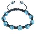 Eternally Haute Hematite and Aquamarine Blue Crystal Eternity Macrame Bracelet