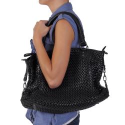 Journee Collection Women's Basketweave Zipper Top Handbag