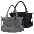 Journee Collection Women's Basketweave Zipper Top Handbag