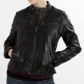 United Face Women's Black Perforated Leather Biker Jacket