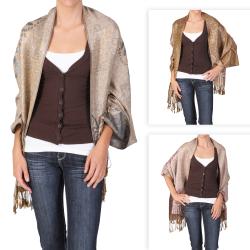 Adi Designs Women's Arabic Print Fringed Pashmina Shawl