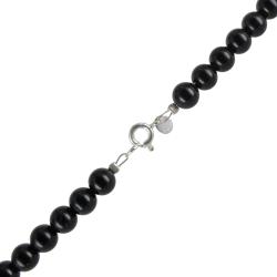 Sunstone Sterling Silver Black Agate Beaded 18-inch Necklace