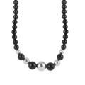 Sunstone Sterling Silver Black Agate Beaded 18-inch Necklace