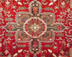 Persian Hand-Knotted Heriz Red and Black Wool Rug (6'8 x 9)