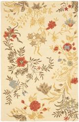 Handmade Blossom Beige Wool Rug (4' x 6')