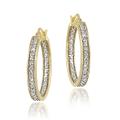 18k Gold over Silver 1/5ct TDW Diamond Round Hoop Earrings (I-J, I2-I3)