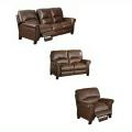 Cambridge Chestnut Brown Italian Leather Reclining Leather Sofa Loveseat and ...