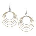 Tri-color Sterling Silver Multiple Circle Earrings