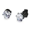 West Coast Jewelry Black Stainless Steel Cubic Zirconia Stud Earrings (3 mm)