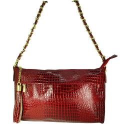 Ronella Lucci Vecceli Italy Alligator Embossed Red Crossbody