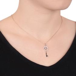 18k Pink Gold 1/7ct TDW Diamond Key Pendant (G-H, SI1-SI2)