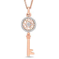 18k Pink Gold 1/7ct TDW Diamond Key Pendant (G-H, SI1-SI2)