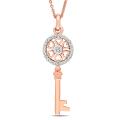 18k Pink Gold 1/7ct TDW Diamond Key Pendant (G-H, SI1-SI2)