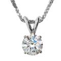 14k White Gold 1.13ct TDW Certified Clarity-enhanced Round Diamond Pendant (G, SI1)