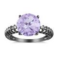 Black Rhodium/ Silver Rose de France and Diamond Accent Ring