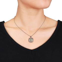 Silver Amethyst and 1/6ct TDW Diamond Necklace (G-H, I3)