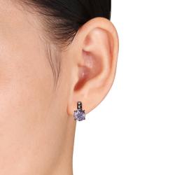 Silver Rose de France and Diamond Accent Earrings