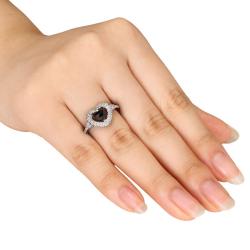 10k White Gold 1ct TDW Black and White Diamond Heart Ring (G-H, I2-I3)