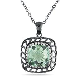 Silver Amethyst and 1/6ct TDW Diamond Necklace (G-H, I3)