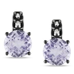 Silver Rose de France and Diamond Accent Earrings