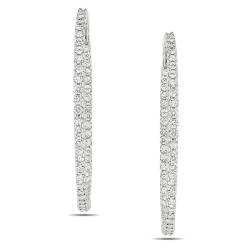 14k White Gold 7/8ct TDW Diamond Hoop Earrings (G-H, SI1-SI2)