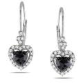 10k White Gold 1ct TDW Black and White Diamond Earrings (G-H, I2-I3)