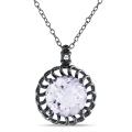Silver Rose de France and Diamond Accent Necklace (G-H,I3)