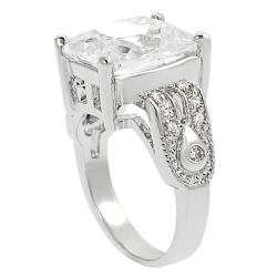 Journee Collection Silvertone Emerald-cut Cubic Zirconia Ring