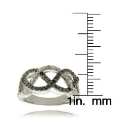 Fusion Silver Overlay Diamond Accent Black and White Eternity Ring