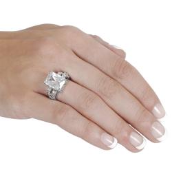 Journee Collection Silvertone Emerald-cut Cubic Zirconia Ring