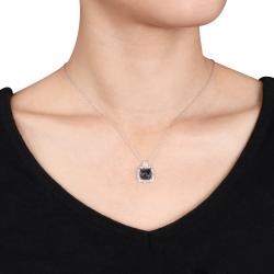14k White Gold 1ct TDW Black and White Diamond Necklace (G-H, I1-I2)