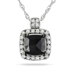14k White Gold 1ct TDW Black and White Diamond Necklace (G-H, I1-I2)