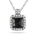 14k White Gold 1ct TDW Black and White Diamond Necklace (G-H, I1-I2)