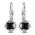 10k White Gold 1ct TDW Black and White Diamond Earrings (G-H, I2-I3)