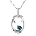 Miadora 14k White Gold 1/10ct TDW Blue Diamond Necklace