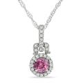Miadora 14k White Gold 1/4ct TDW Pink and White Diamond Necklace (GH, I)