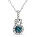 Miadora 14k White Gold 1/4ct TDW Blue and White Diamond Necklace (GH, I1)