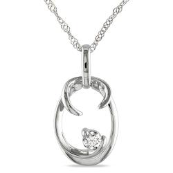 Miadora 14k White Gold 1/10ct TDW Diamond Necklace (G-H, I1-I2)