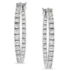 14k White Gold 2 4/5ct TDW Diamond Hoop Earrings (G-H, SI1-SI2)