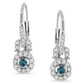 Miadora 14k Gold 1/3ct TDW Blue and White Diamond Hoop Earrings (G-H, I1-I2)