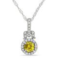 Miadora 14k White Gold 1/4ct TDW Yellow and White Diamond Necklace (G-H, I1-I2)