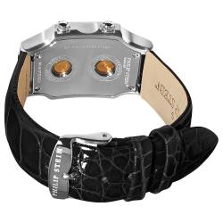Philip Stein Women's 'Signature' Black Leather Strap Diamond Watch