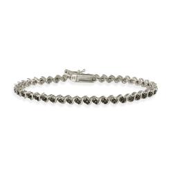Sterling Silver Black Diamond Accent 'S' Link Tennis Bracelet