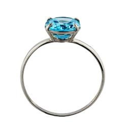 10k White Gold Oval-cut Blue Topaz Solitaire Ring