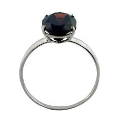 10k White Gold Oval-cut Garnet Solitaire Ring