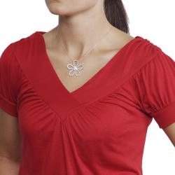 Journee Collection Silvertone Cubic Zirconia Flower Necklace